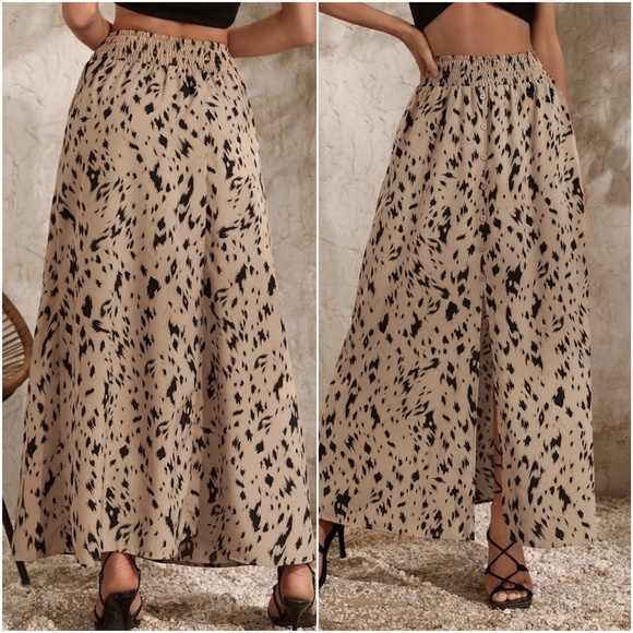 Wild and Elegant Leopard Print Elastic Waist Fishtail Loose Maxi Skirt main image 0